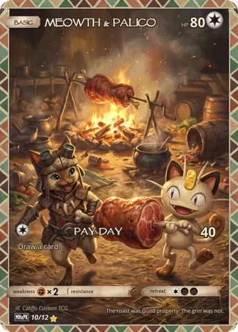 Meowth × Palico — custom Monster Hunter crossover card | CaliffoCustomTCG