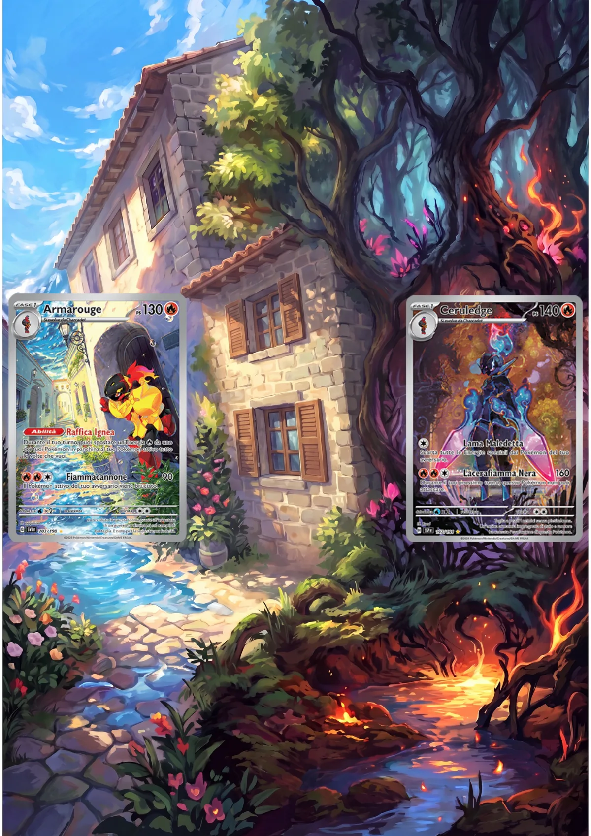 Extended art Armarouge & Ceruledge — Surging Sparks · Frame | CaliffoCustomTCG