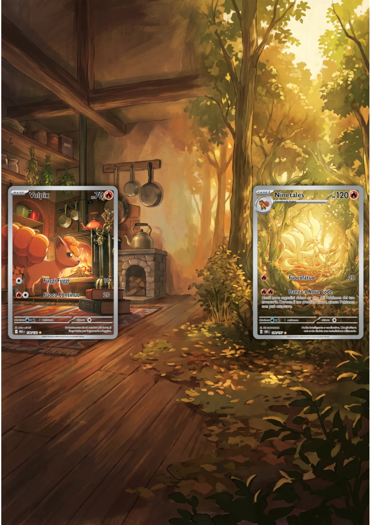 Extended art Ninetales & Vulpix — Mega Evolution · Frame | CaliffoCustomTCG