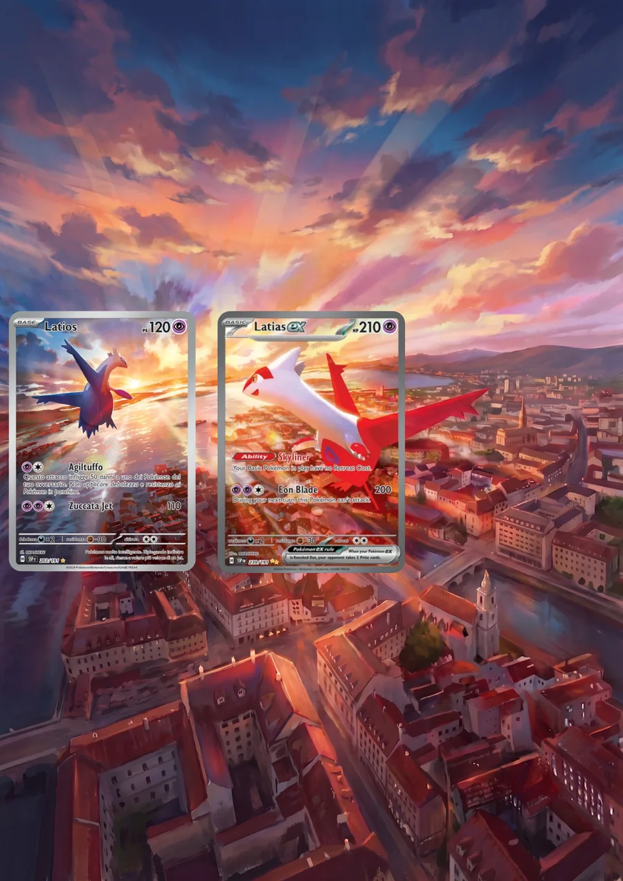 Extended art Latios & Latias — Surging Sparks · Frame | CaliffoCustomTCG